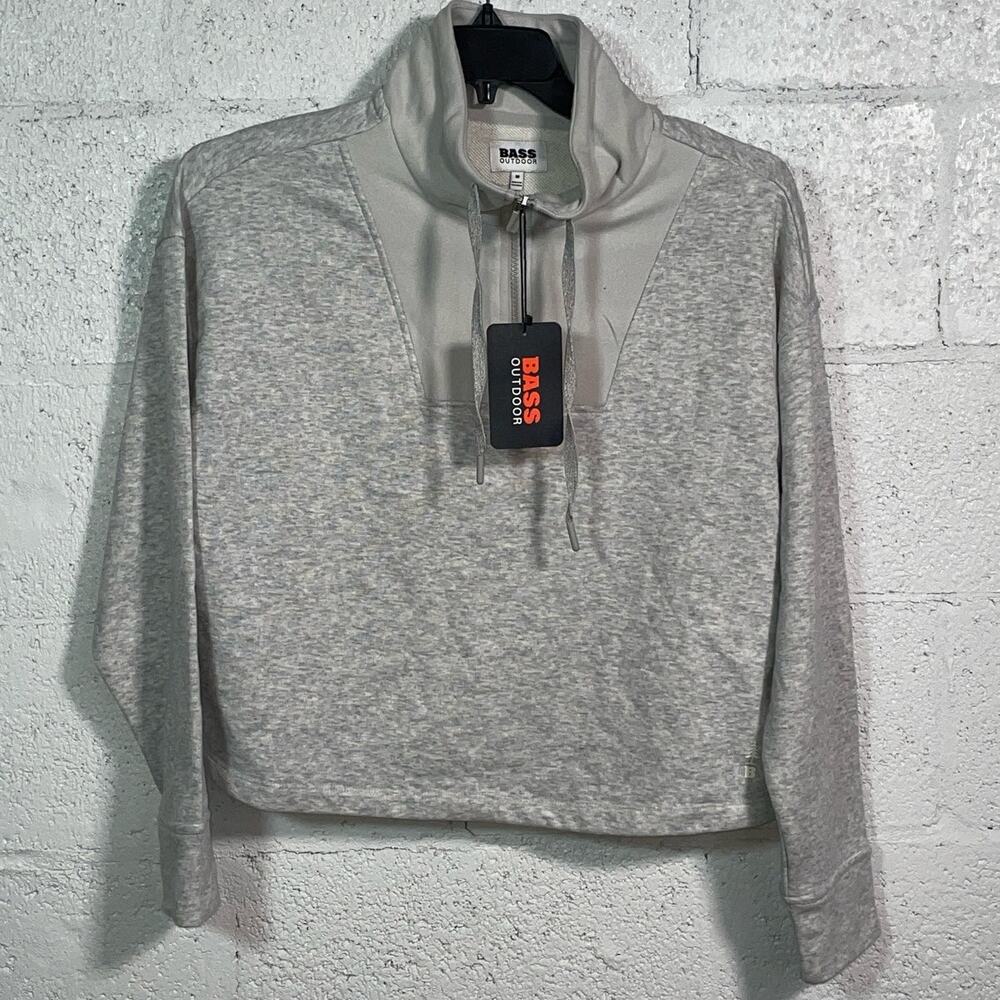 Bass Outdoor Women's  Batona French Terry Half Zip Sweatshirt grey medium